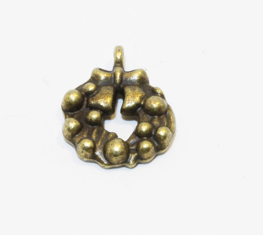 Buy bronze Christmas wreath pendant charm - 21x16mm - jewelry creation