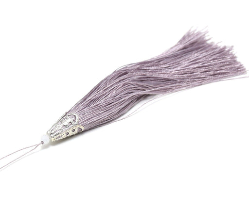 Buy 1 large pompom 11 cm parma and silver and pearl tip - for jewellery, couture or decoration