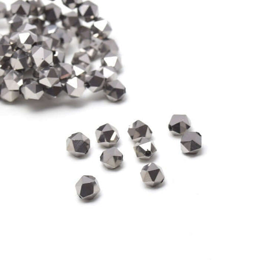 Creez 10 perles en verre plaqué argenté platine 6x5.5 mm, trou: 1 mm 10 perles