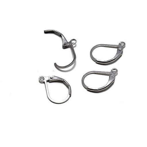 Buy 2 Stainless Steel Stainless Steel X4 Stainless Steel Platinum Earrings 6x12x0.8 mm - Steel Approving Jewelry