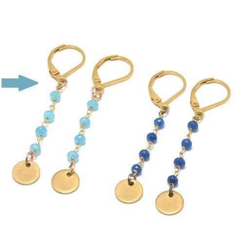 Buy KIT sleepy earrings chain rosary vermeil and amazonite and pampille vermeil and stainless steel midnight blue sodalite