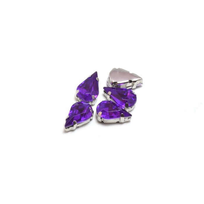 Acheter en gros 5 perles strass sertis gouttes violet 13x8x5.5 mm, Trou: 1 mm à coudre ou coller Strass en acrylique