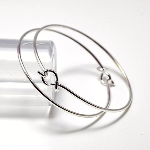 Acheter Bracelet Jonc crochet en laiton plaqué argenté 60 mm diametre 2 mm épaisseur sans nickel ajustable à personnaliser pour tous les