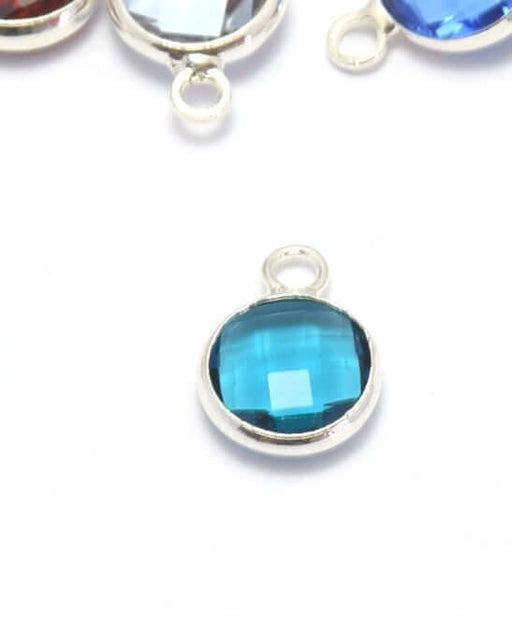 Buy 1 silver pendant 12x9x5 mm blue duck, hole: 2 mm and faceted glass with silver contours