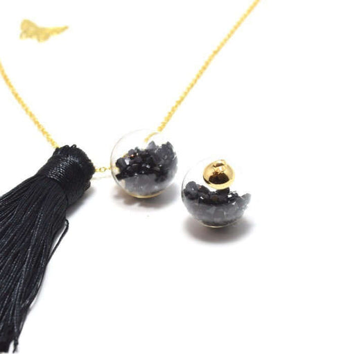 Buy 1 glass globe pendant and black rhinestones 24x18 mm, Hole: 2 mm- for jewellery