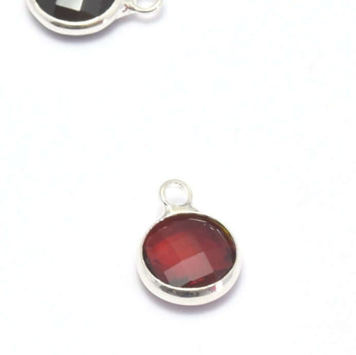 Buy 1 silver pendant 12x9x5 mm red garnet, hole: 2 mm and faceted glass with silver contours