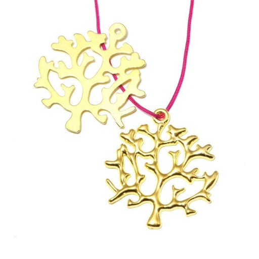Buy 2 Large golden coral pendants 45x40x2 mm, Hole: 2 mm for a very personal DIY jewelry!