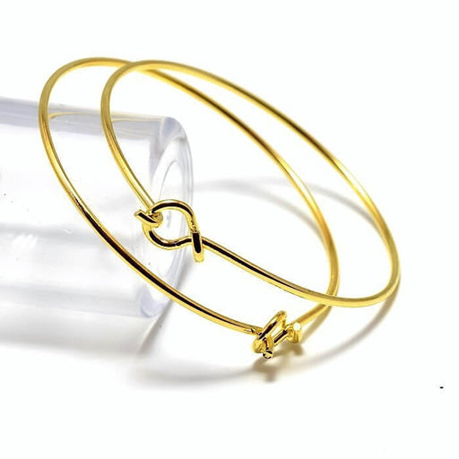 Buy 2 Bracelets JONB Brass Gold Plated 60 mm Diameter 2 mm Thickness Without Nickel Adjustable to Customize For All Wrist