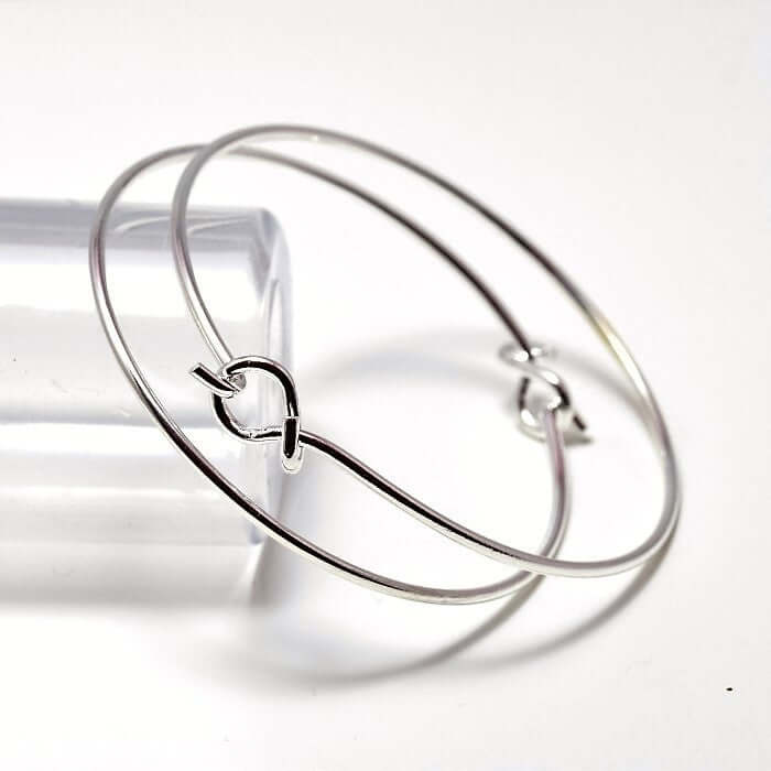 Vente 2 Bracelets Jonc crochet en laiton plaqué argenté 60 mm diametre 2 mm épaisseur sans nickel ajustable à personnaliser