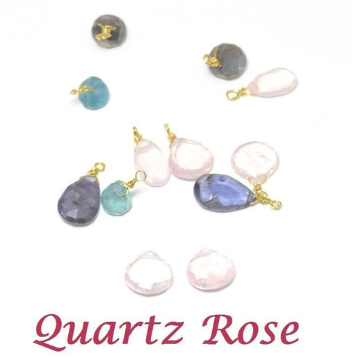 Buy X2 Pearls Flat Quartz Rose - 10x10 mm - Hole about 0.5 mm Shape drop triangle