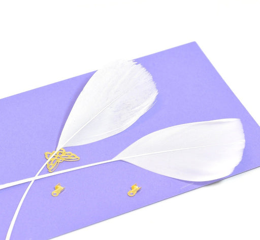 Achat plumes naturelles colorées blanche x2 ( 4-6 cm) créations manuelles, bijoux, décoration, scrapbooking
