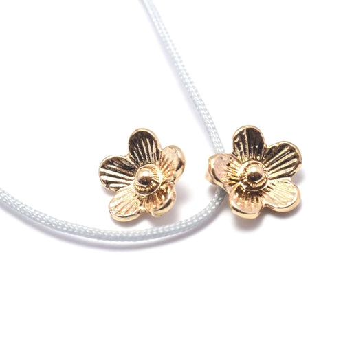 Buy 2 pendants (NOT TERNI) Clear Brass Gold Flower -Bloer Schema 9x10x3 mm, Hole: 1.5 mm