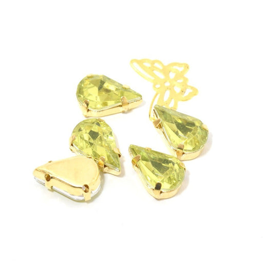 Buy Rhinestone beads crimped green drops anise 13x8x5.5 mm - X5 units - sewing or paste - acrylic rhinestones