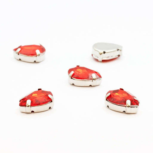 Buy 10 beads rhinestones set red drops 14x10mm sewing or glue - resin rhinestone