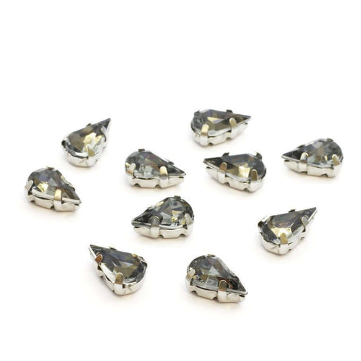 Acheter en gros 20 perles strass sertis gouttes gris foncé 10x6mm à coudre ou coller Strass en verre