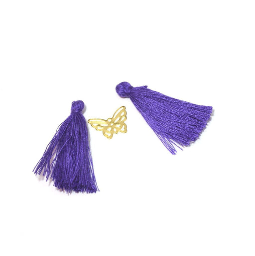 Buy 4 purple pompoms 2.5 -3 cm - for jewelry, sewing or decoration