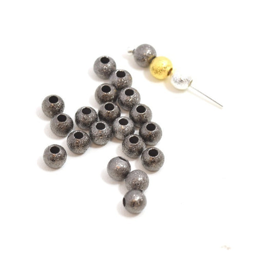 Buy Metallic round beads Stardust glitter x20pcs - black Gun Metal 4 mm Hole: 1 mm - Bag of brass beads