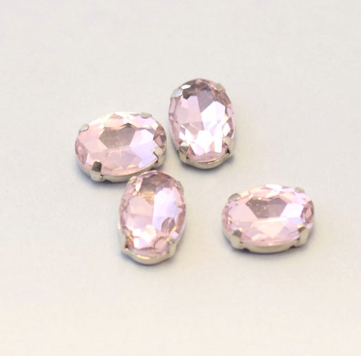 Creez avec perles strass sertis x4 ovale rose clair pastel 14x10mm à coudre ou coller Strass en verre