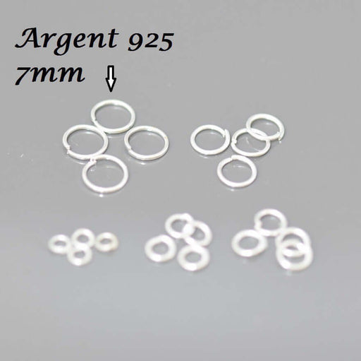 Buy 5 silver-plated rings 925 open - 7 mm - jewel primers for chain junction charms or clasps