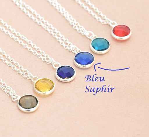 Buy Silver brass necklace 41 cm and 9 mm blue silver-set sapphire-blue pendant to customize