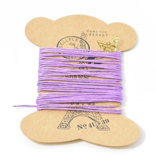 Buy 4 m cotton cord waxed 1mm violet lavender for jewelry bracelet necklace or accessories