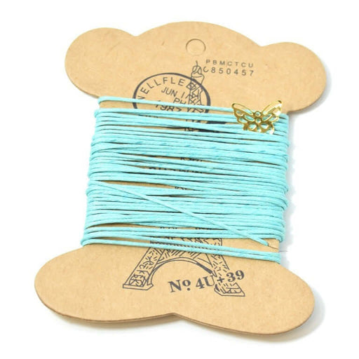 Buy 4 m cord cotton waxed 1mm green caraà®be for jewelry bracelet necklace or accessories
