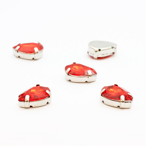 Acheter en gros perles strass sertis x5 gouttes rouge 14x10mm à coudre ou coller Strass en résine