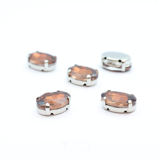 Acheter perles strass sertis x5 ovales noix coco 14x10mm à coudre ou coller Strass en verre