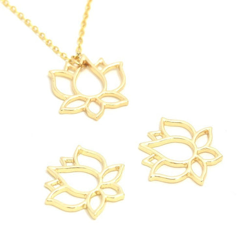 Buy Lotus Gold Flower Pendant - Light Gold X 2 - 20 mm - Jewelry Pendant to Accessoir