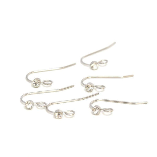 Buy 3 pairs sleepers hooks - platinum and rhinestone earrings 21 mm - brass appreciation jewelry