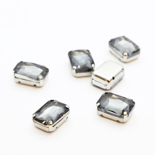 Creez avec perles strass en verre sertis x 5 rectangles gris clair 14x10mm à coudre ou coller Strass en verre