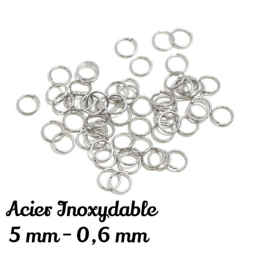 Buy Simple fine rings 5 ​​mm x 0.6 mm OPEN PLATINUM - Stainless Steel-Lot of 55