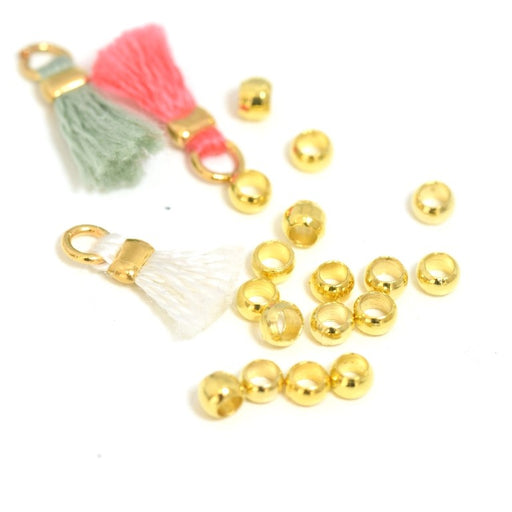 Buy Set of 20 gold crushing beads brass for mini pompom or cord - 2.5 mm hole 1.5 mm