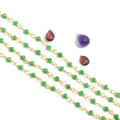 Buy 10 cm - vermeil rosary chain and very thin green onyx stone -2 mm for neck, jumper, BO and bracelet