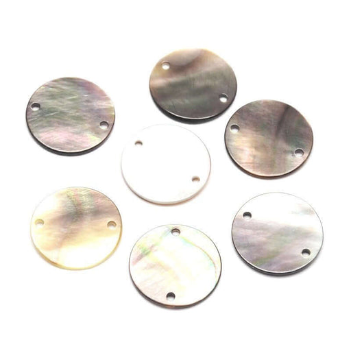 Buy 4 Connectors Round pendants in black mother-of-pearl diameter 15 mm for earrings or necklace.
