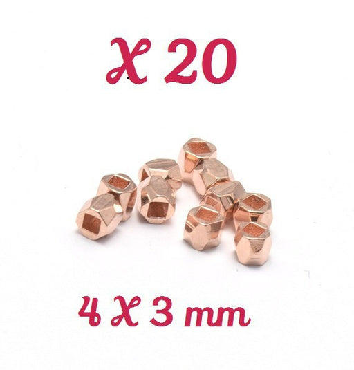 Buy X 20 Octagonal Beads Metallic Brass - Pink Gold 4x3 mm - For Bracelet Necklace Sautoir Bo
