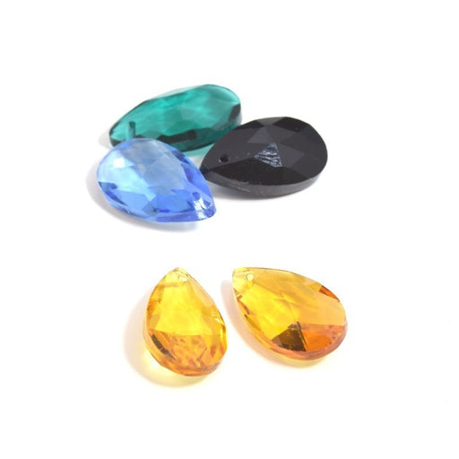 Achat au détail Perles en verre gouttes X2 facettes verre jaune ambre clair 22 X 13 mm pour BO pendentif accessoires bijoux
