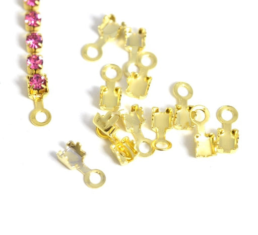 Vente embouts chaine strass dorée 2,5mm / 2mm x10pcs attaches chaines strass