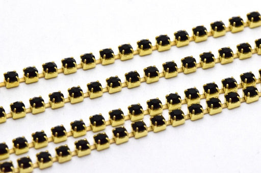Buy 2mm black and gold rhinestone chain x30 cm - jewelry creation