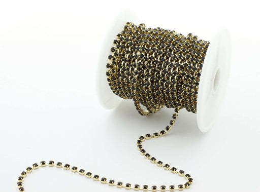 Buy 30cm rhinestone chain - Black and Golden - 3mm - jewelry creation