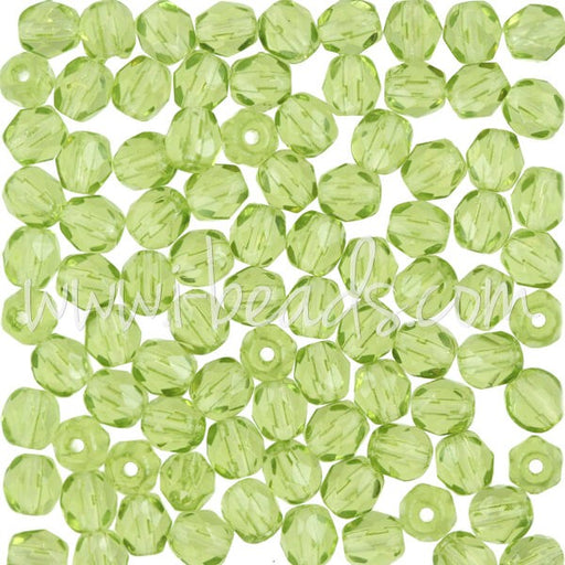 Vente en gros Perles facettes de bohàÂ¨me olivine 4mm (100)