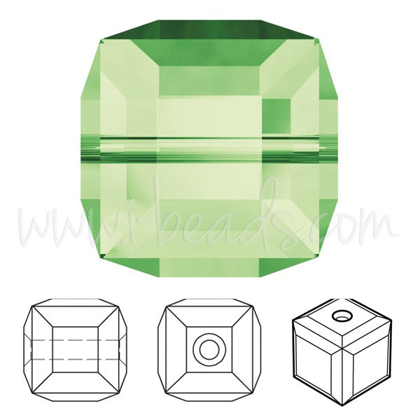 Vente au détail Perles cube Cristal peridot 8mm (2)