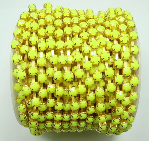 Buy 30cm rhinestone chain - neon yellow and golden - 6mm