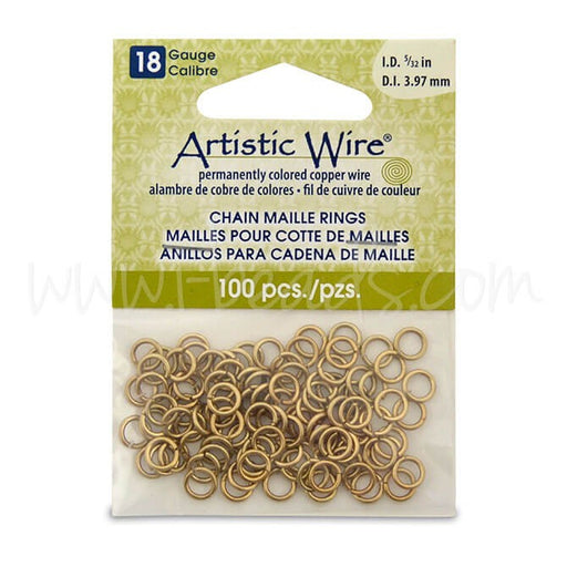 Buy Beadalon 100 rings chain mesh artistic wire no tarnished brass plated 18ga 5/32 (1)