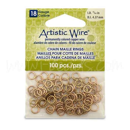 Buy Beadalon 100 rings chain mesh artistic wire no tarnished brass plated 18GA 11/64