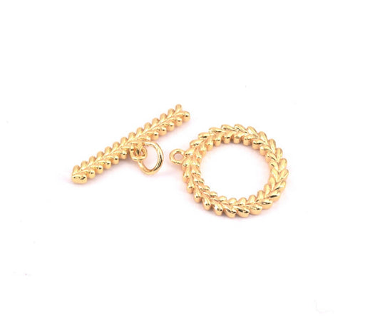 Buy Clasp T Pattern Leaves Laurier Brass Gold Plated 15mm (1)
