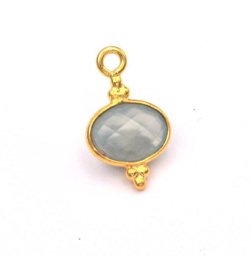 Buy Oval pendant Calcédoine Sertis Silver 925 gold-plated 8x6mm (1)