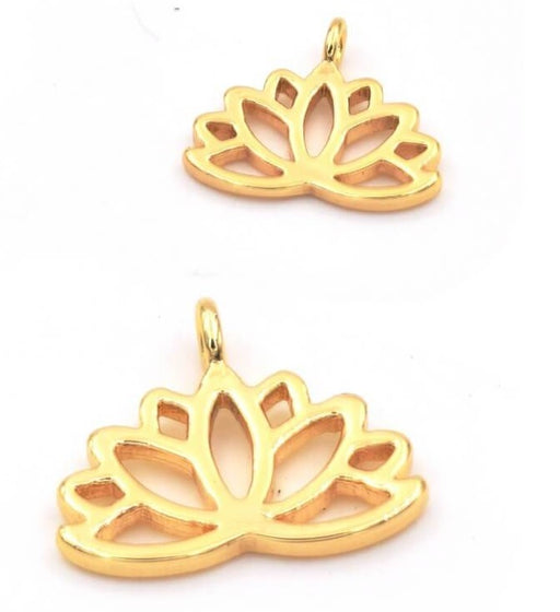 Buy Golden Lotus Charm Pendant, 13x10mm (1)