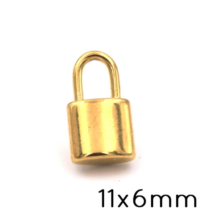 Charm Charm Pendant Padlock Golden Stainless Steel 11x6mm (1)