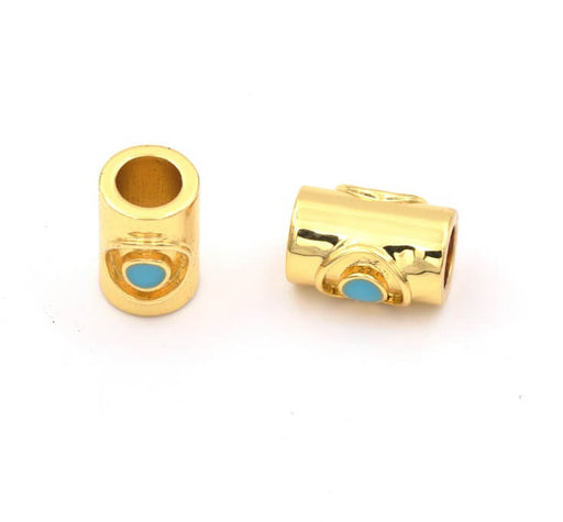 Buy Pearl wide gold pipe quality: Turquoise 9x5mm - hole 4mm (1)